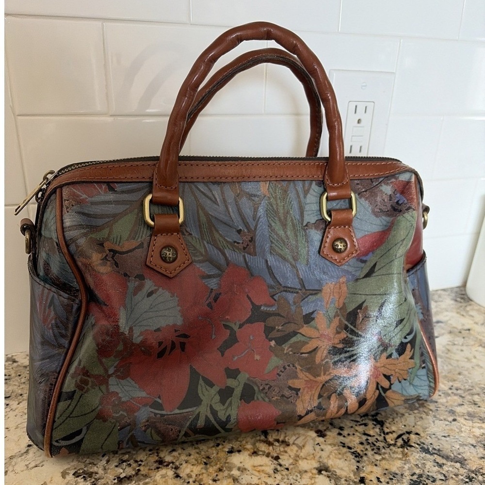 Patricia Nash Floral Satchel Womens Multicolor Botanical Boho Leather Romantic - Picture 1 of 12